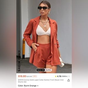 Coral blazer short set